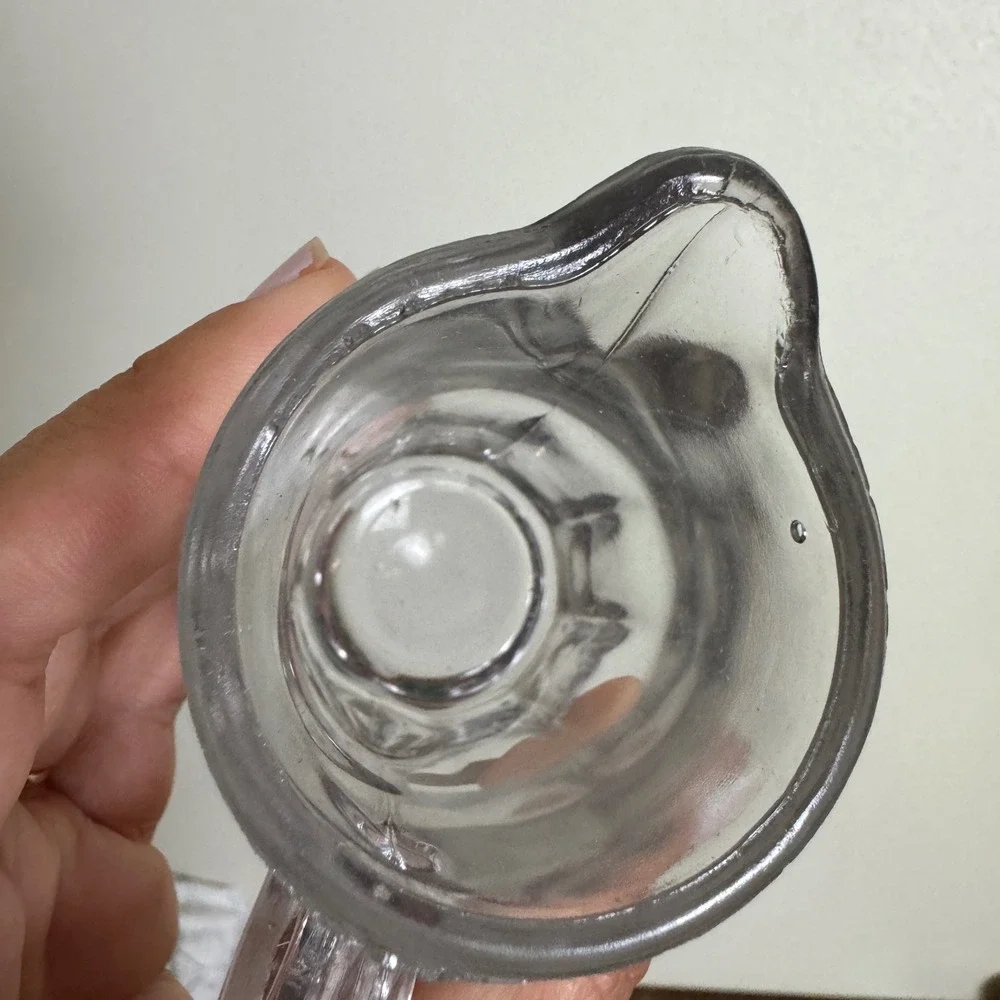 Vintage‎ Clear Pressed Glass Creamer Pitcher with handle